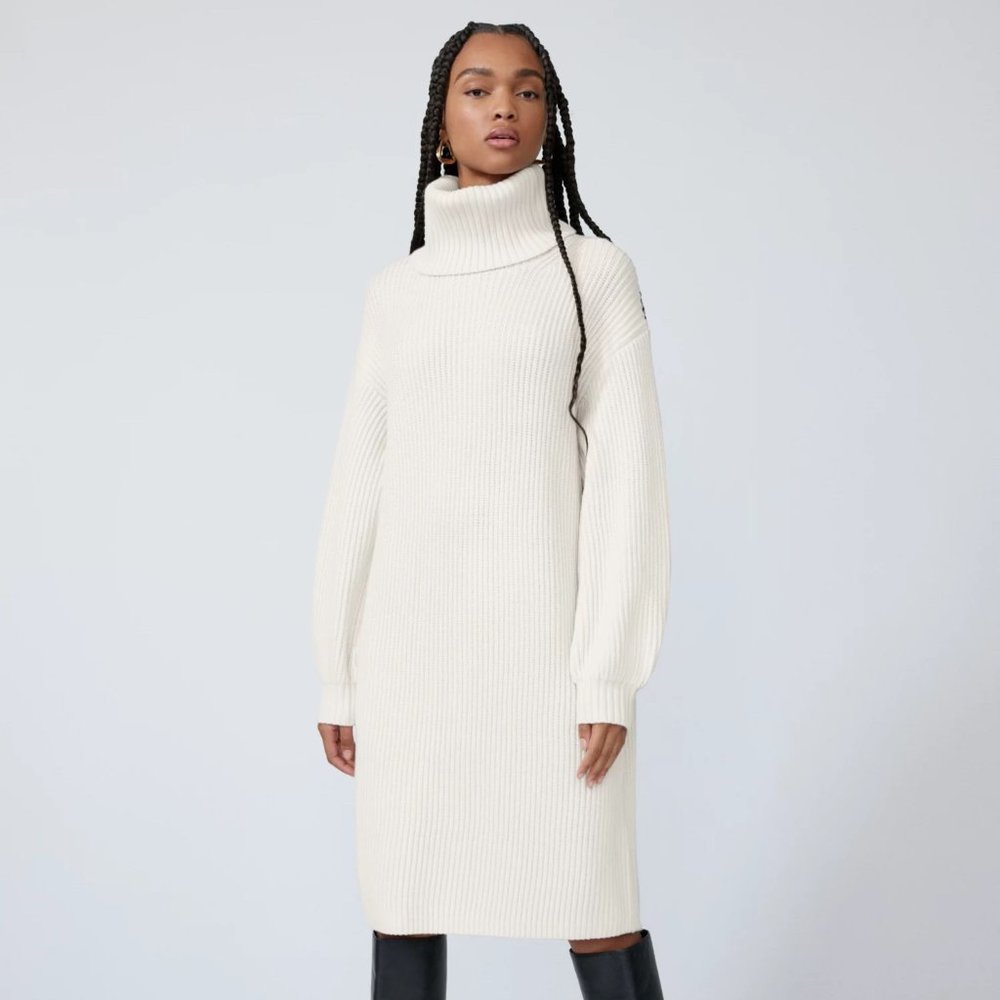 Babaton Cream Turtleneck Sweater Dress